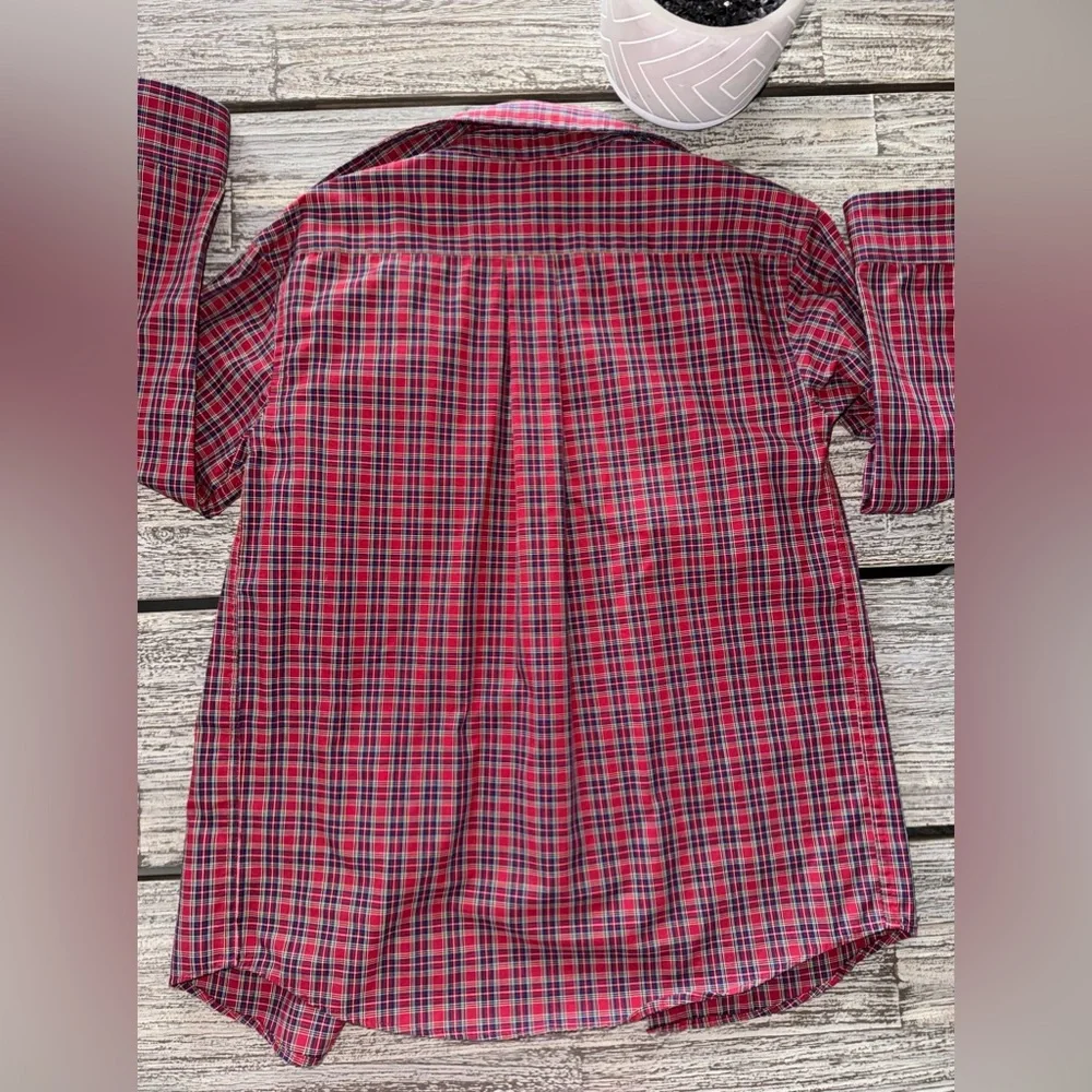 Boys Button Down Collared Long Sleeved Holiday Plaid Shirt, Sz 6-7